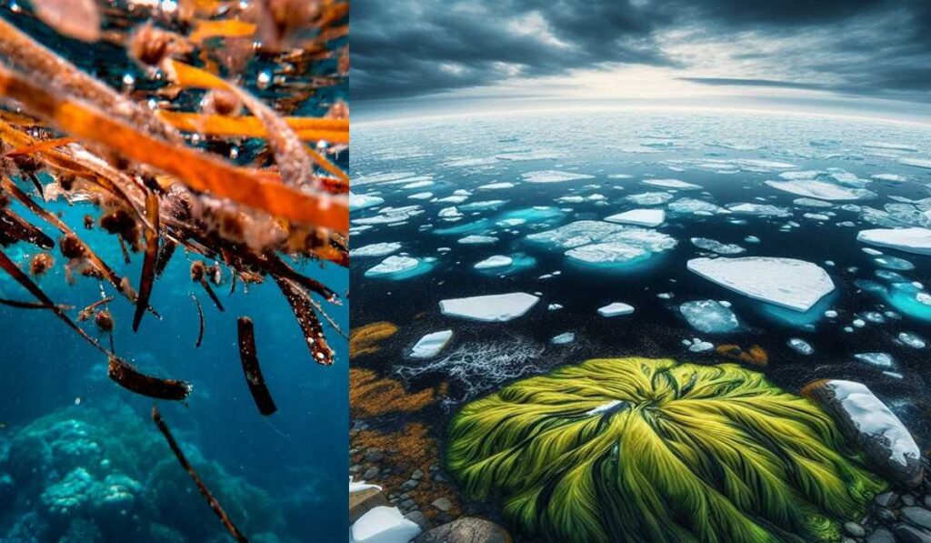 Seaweed growth in Arctic ocean